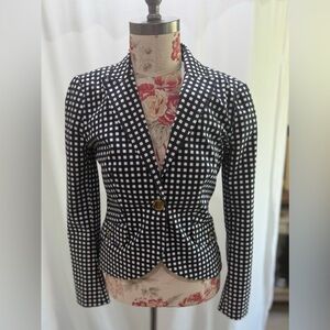 Y2k Vintage Tory Burch Navy and White Gingham Blazer